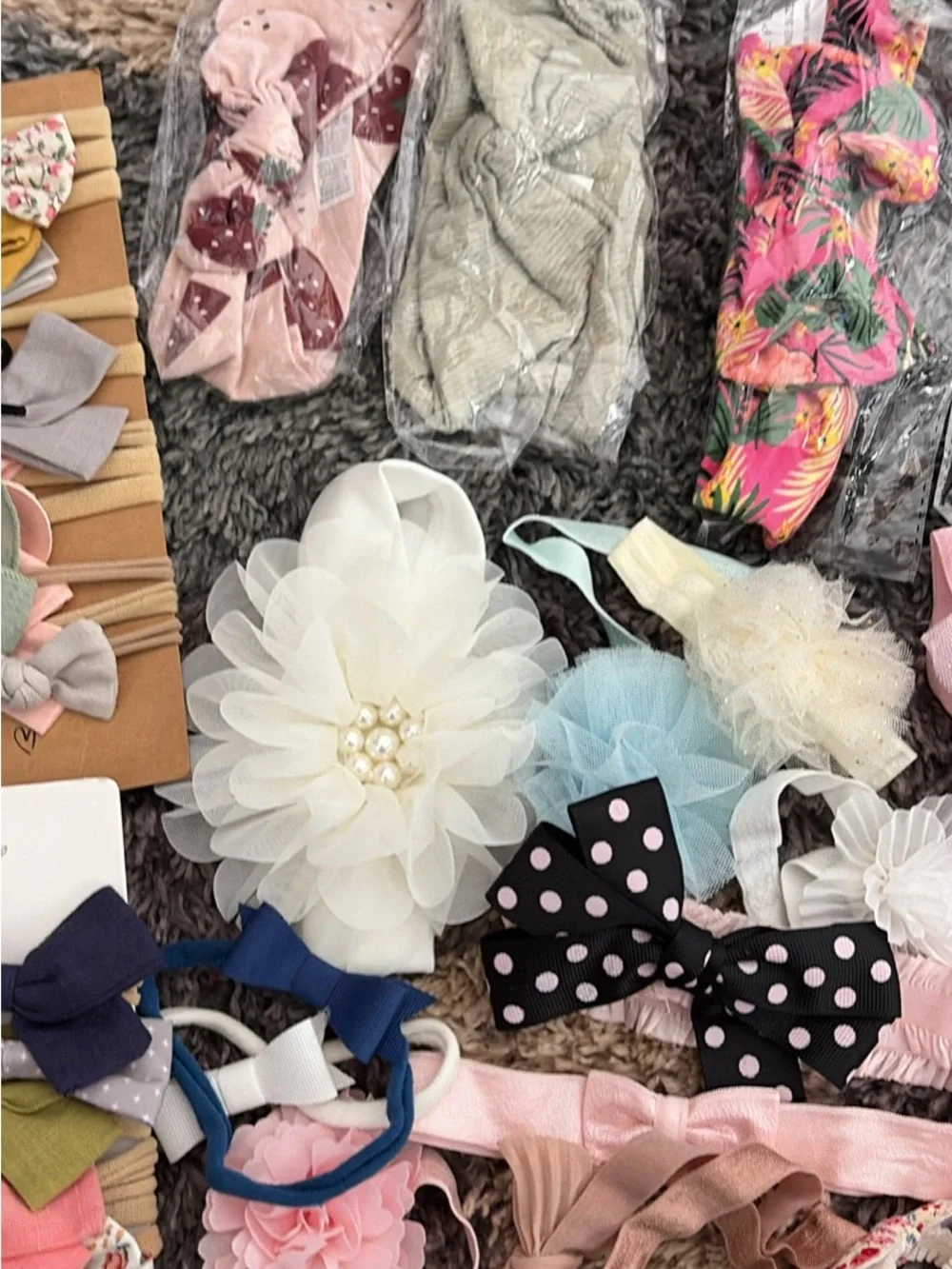 Assorted Girls' Pink and Multi-Colored Bow & Flower Headband Set